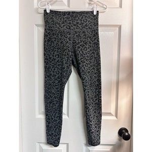 Athleta Elation High Rise Tight Womens Small Black Gray Leopard Print EUC!!